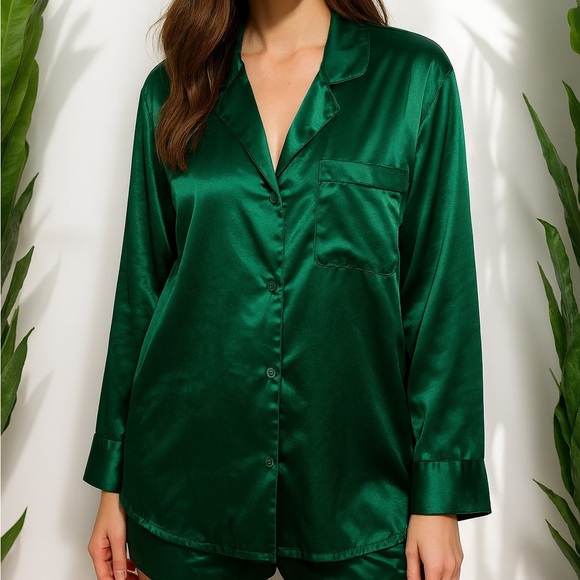 Vintage 90s VICTORIA’S SECRET Gold Label Green Silky Night Shirt - Picture 1 of 9